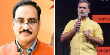 (Left) VHP National President Vinod Bansal (Right) Congress Leader Rahul Gandhi