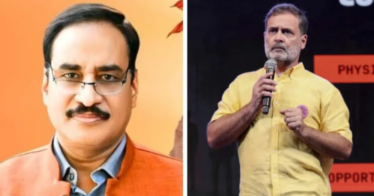 (Left) VHP National President Vinod Bansal (Right) Congress Leader Rahul Gandhi