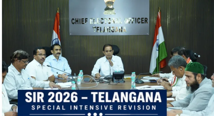 Telangana CEO C. Sudharsan Reddy addresses the press on SIR draft electoral rolls after meeting recognised party representatives on August 17, 2026