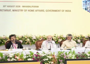Union Home Minister Amit Shah at the 31st Meeting of the Southern Zonal Council along with Andhra Pradesh Chief Minister N Chandrababu Naidu, Karnataka Deputy Chief Minister DK Shivakumar, Kerala Chief Minister VD Satheesan and Telangana Deputy Chief Minister Bhatti Vikramarka Mallu