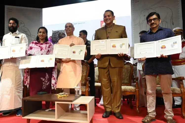 Keralam Governor Rajendra Vishwanath Arlekar releasing Sree Padmanabha Swami Permanent Pictorial Cancellation & Special Cover at Panchajanyam Nelpura Hall, in Thiruvananthapuram