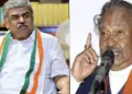 KPCC chief B.K. Hariprasad (Left), K.S. Eshwarappa (Right)