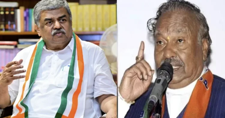 KPCC chief B.K. Hariprasad (Left), K.S. Eshwarappa (Right)