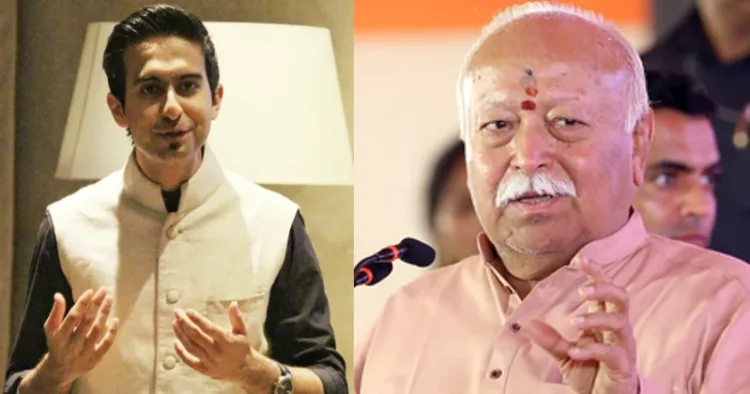 I.I.M.U.N. founder Rishabh Shah (Left), RSS Sarsanghchalak Dr Mohan Bhagwat (Right)