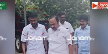 CM VD Satheeshan and arrested drug trafficking accused ( Image Courtesy- Janam TV)