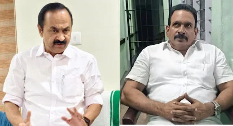 Keralam CM VD Satheeshan, DCC member Chembil Anil (Left to Right)
