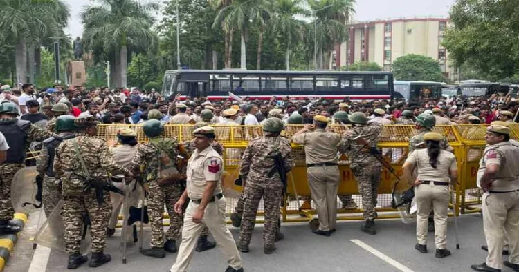 India’s laws allow police to use proportionate force against unlawful assemblies, subject to legal safeguards