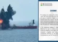MSV Faize Noore Oliya, sank off Yemen after being hit by a projectile, but all 13 Indian nationals aboard were safely rescued