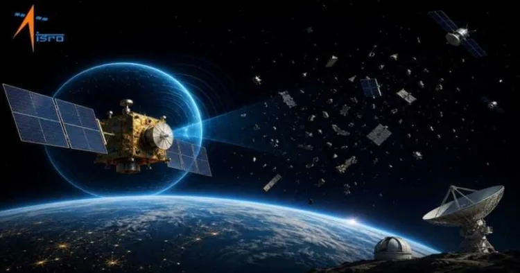 India is strengthening orbital safety through advanced tracking and collision avoidance amid rising space debris (This image is generated by AI)
