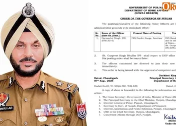 Amritsar Police Commissioner Gurpreet Singh Bhullar (Left)