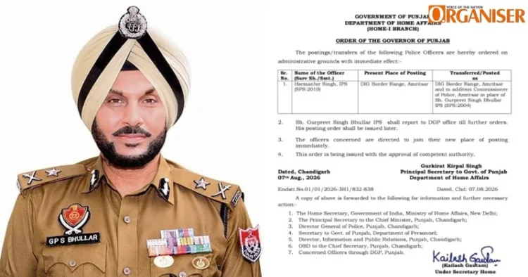 Amritsar Police Commissioner Gurpreet Singh Bhullar (Left)