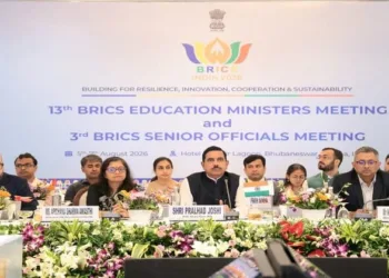 Union Minister of Education Pralhad Joshi and others at the 13th BRICS Education Ministers' Meeting in Bhubaneswar, which concluded on August 7
