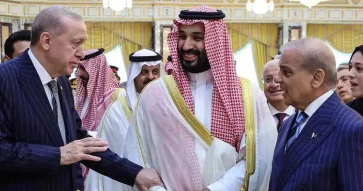 Turkey’s President Recep Tayyip Erdogan, Saudi Crown Prince Mohammed bin Salman, and Pakistan Prime Minister Shehbaz Sharif