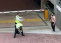 Bangladeshi migrant Khan confronts security guards during the knife attack at Baguio Villa in Hong Kong