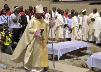 Christians conduct a funeral ceremony for victims of violence in Nigeria’s Middle Belt