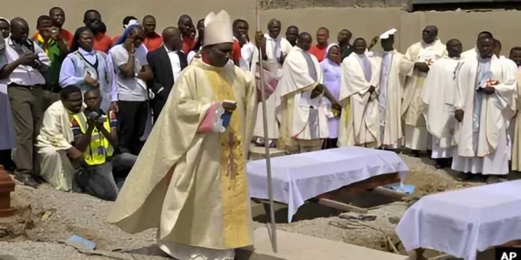 Christians conduct a funeral ceremony for victims of violence in Nigeria’s Middle Belt