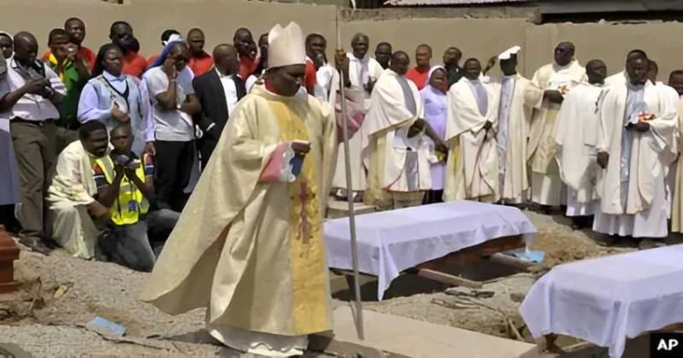 Christians conduct a funeral ceremony for victims of violence in Nigeria’s Middle Belt