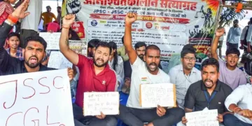 Protesting students in Jharkhand