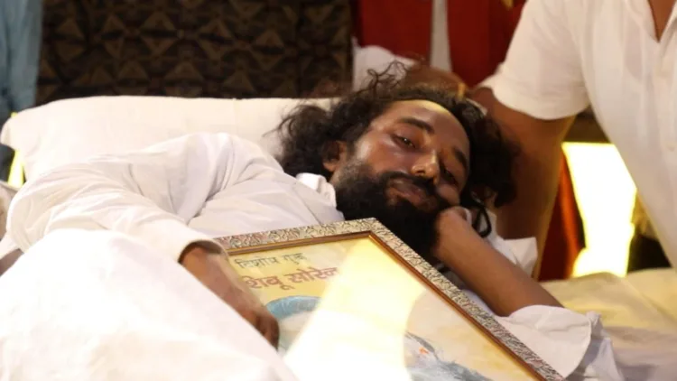 Devendranath Mahto who has been sitting on hunger strike since August 2 in Ranchi