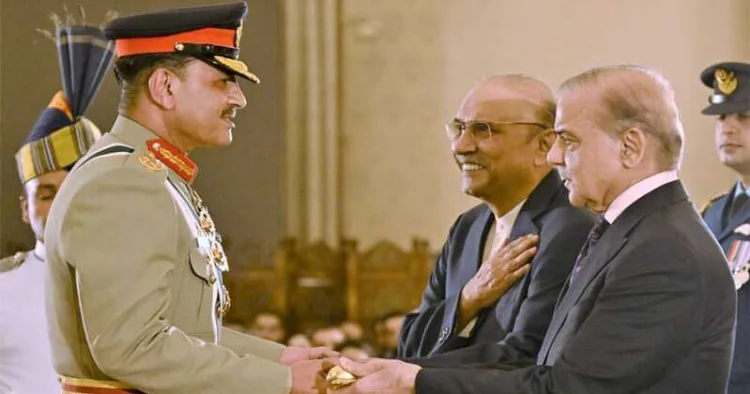 Pakistan's President Asif Ali Zardari,
Prime Minister Shehbaz Sharif confer Field Marshal baton upon Asim Munir during a special ceremony held in Islamabad