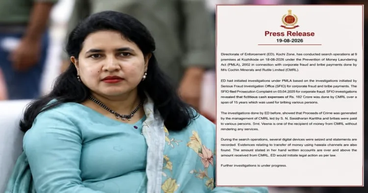 ED intensifies its CMRL money laundering probe, searching nine Kozhikode premises and examining financial records linked to Veena Vijayan