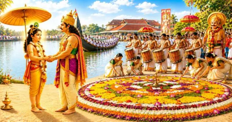 Beyond the familiar festivities, Onam carries a layered Hindu civilisational memory shaped by Bhagwan Vamana, Mahabali, sacred texts and centuries of tradition.