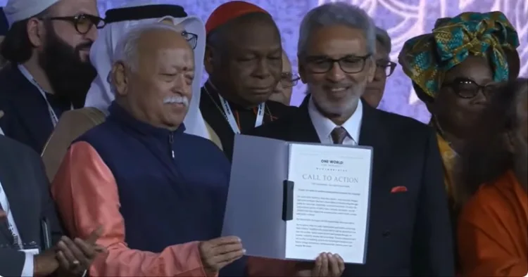 Sarsanghchalak Dr Mohan Bhagwat presented call for action resolution of 200 religious leaders.