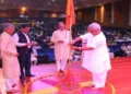 Sah Sarkaryawah Dr Krishna Gopal lighting the ceremonial lamp
