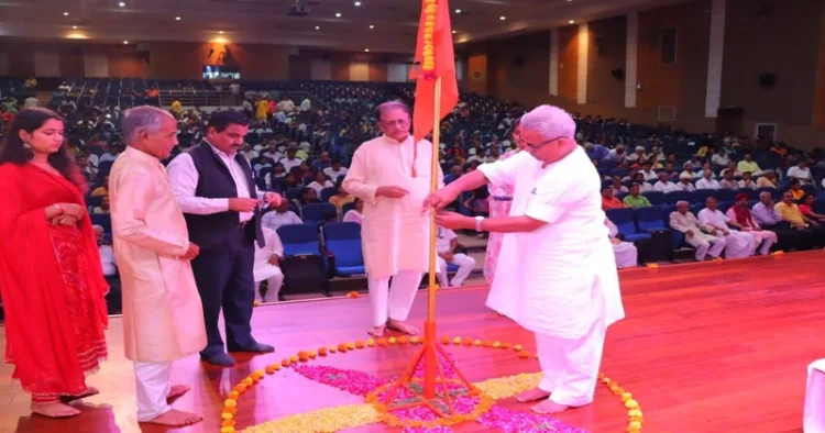 Sah Sarkaryawah Dr Krishna Gopal lighting the ceremonial lamp