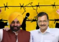 (Left) Punjab CM Bhagwat Mann (Right) AAP Leader Arvind Kejriwal