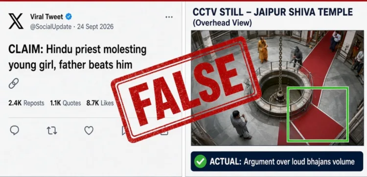 The video shows a pujari being beaten for molesting a minor girl is fake
