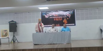 RSS Seva Pramukh Parag Abhyankar Ji and others in Shat Kanthe Shatabdi Ra Swara’ in Bhubaneswar