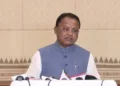 Odisha CM Mohan Majhi addressing media persons