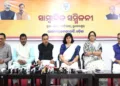 Senior BJP Leader Dr Sambit Patra and others addressing a press conference