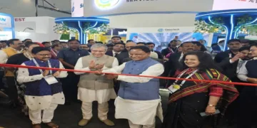 CM Majhi inaugurates the Odisha Pavilion at Yashobhoomi, New Delhi, in the presence of Union Minister Ashwini Vaishnaw.