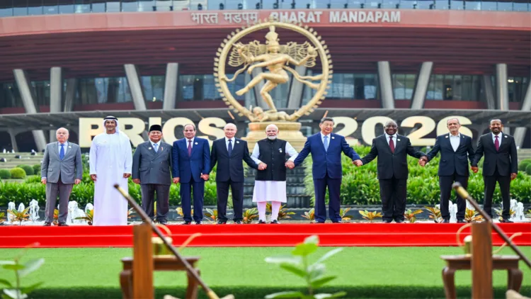 New Delhi, Sep 12 (ANI): Prime Minister Narendra Modi, along with Chinese President Xi Jinping, Russian President Vladimir Putin and other world leaders, poses for a picture at a joint tree plantation initiative during the BRICS Summit at Bharat Mandapam, in New Delhi on Saturday. (Narendra Modi Photo Gallery/ANI Photo)
