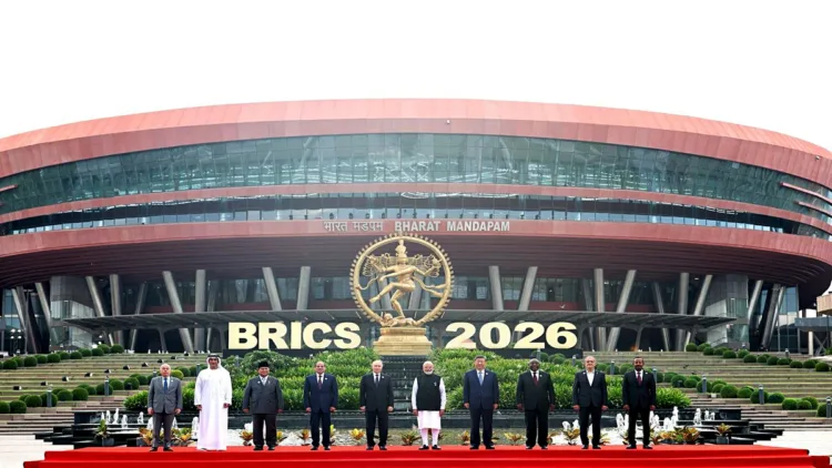 Prime Minister Narendra Modi, along with Chinese President Xi Jinping, Russian President Vladimir Putin and other world leaders, poses for a picture at a joint tree plantation initiative during the BRICS Summit