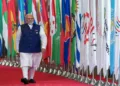 Prime Minister Narendra Modi arrives at Bharat Mandapam on Day 2 of the BRICS Summit 2026