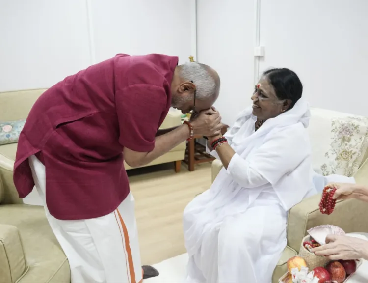 VP CP Radhakrishnan seeking blessings from Mata Amritanandamayi