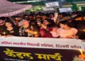 ABVP takes out candle march to pay tribute to the students who lost their lives in the Satya Niketan building collapse