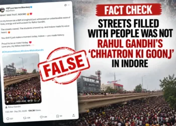 A viral video claimed to show crowds at Rahul Gandhi’s ‘Chhatron Ki Goonj’ event in Indore was actually from a World Tribal Day rally held in the city on August 9. (Image: AI generated)