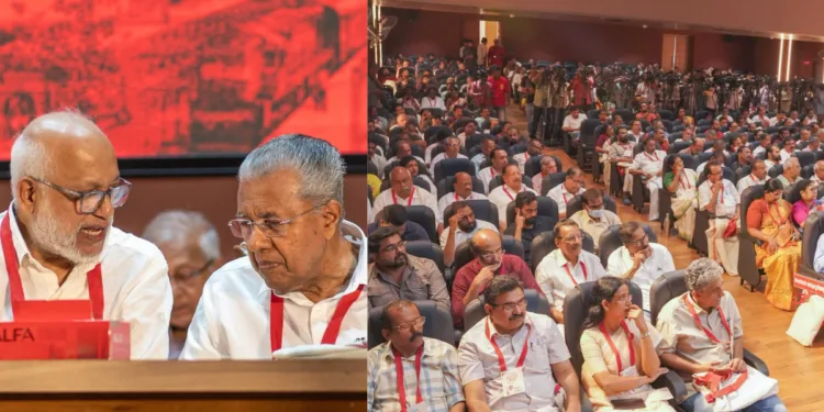 M.A. Baby with Pinarayi Vijayan - CPIM extended state committee meeting at Kozhikode