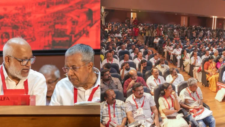 M.A. Baby with Pinarayi Vijayan - CPIM extended state committee meeting at Kozhikode