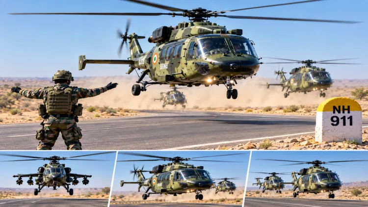 Indian Army conducts drill on national highway near Pakistan border