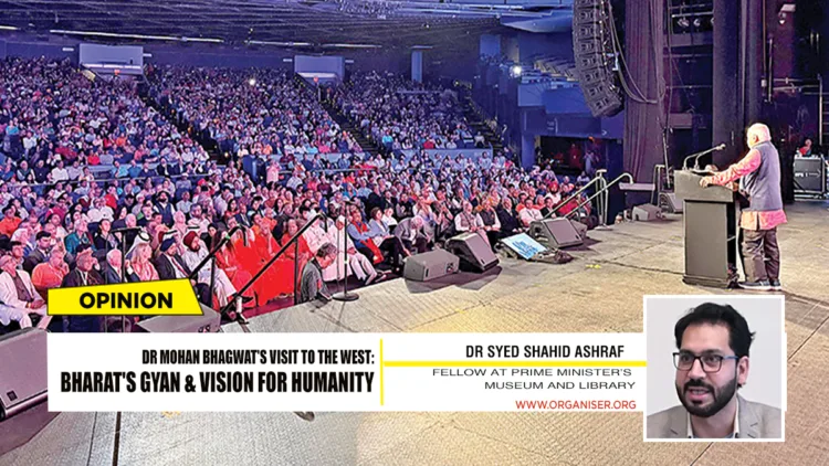 RSS Sarsanghchalak Dr Mohan Bhagwat addressing the audience at Universal Oneness Celebration in New York