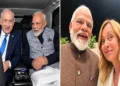 Israel PM Netanyahu with PM Modi and Italian PM Georgia Meloni with PM Modi
