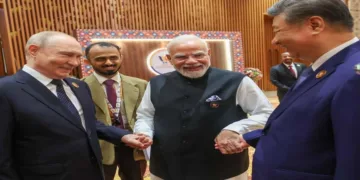 (From Left to Right): Russian President Vladimir Putin, PM Modi & Chinese President Xi Jinping