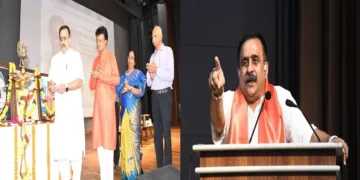 Mukul Kanitkar, senior RSS Functionary at Makhanlal Chaturvedi National University of Journalism and Communication on the occasion of a special lecture to commemorate Swami Vivekananda’s historic Chicago address