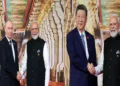 (Left) Prime Minister Narendra Modi and Russian President Vladimir Putin (Right) Prime Minister Narendra Modi and Chinese President Xi Jinping in the backdrop of the Rameshwaram temple corridor in the backdrop of the BRICS 2026 summit