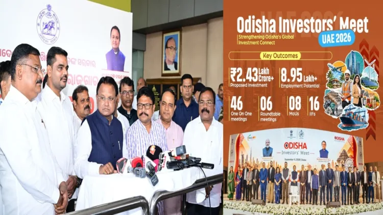 Odisha Chief Minister Mohan Charan Majhi addresses the media at Bhubaneswar airport after returning from his UAE visit on September 13, 2026.